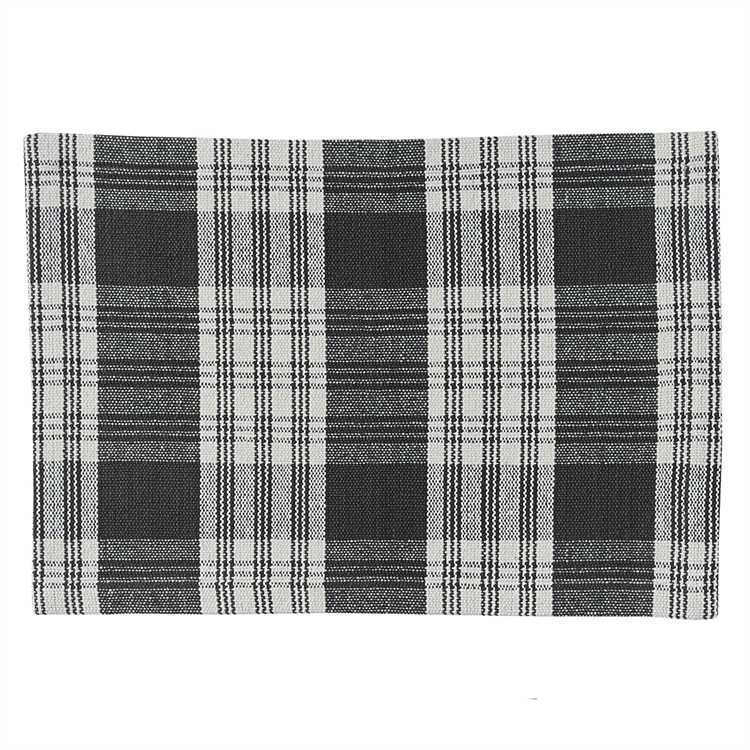 Contemporary Home Living Set of 4 Black and White Gingham Patterned  Rectangular Dish Towels 28