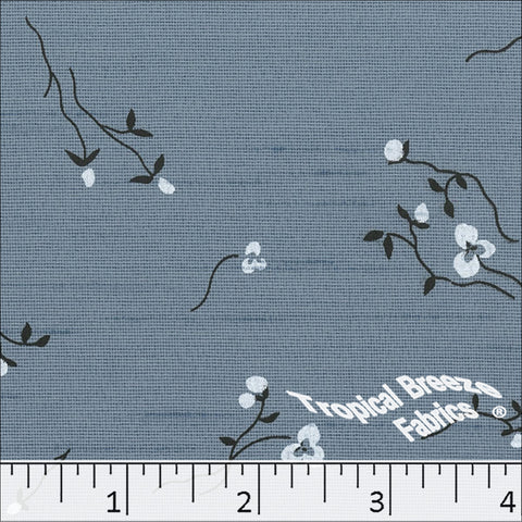 slate blue, Tiny Floral Polyester Print Fabric 045512