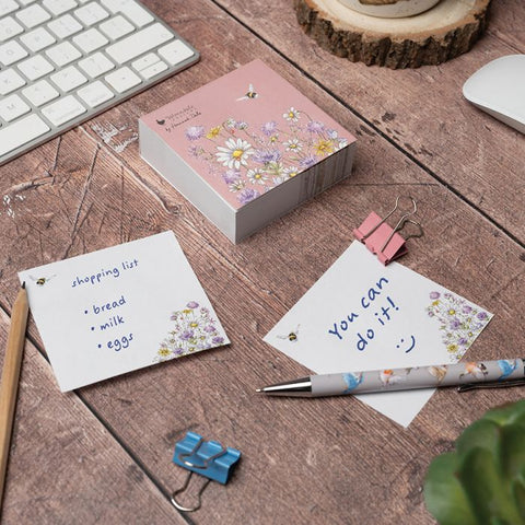 Just Bee-Cause Sticky Notes with Flowers and Bees in Corners