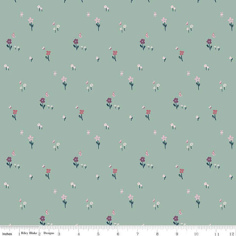 Buds and Butterflies Collection Meadow Minuet Cotton Fabric C15353 stone