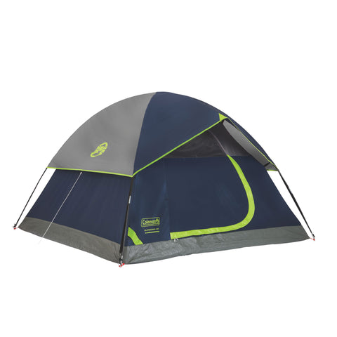 Coleman SunDome camping tent in blue and gray colors