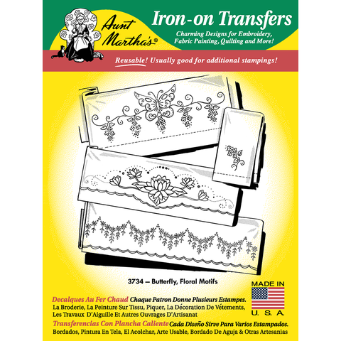 Butterfly and Floral Motifs Iron-On Transfers