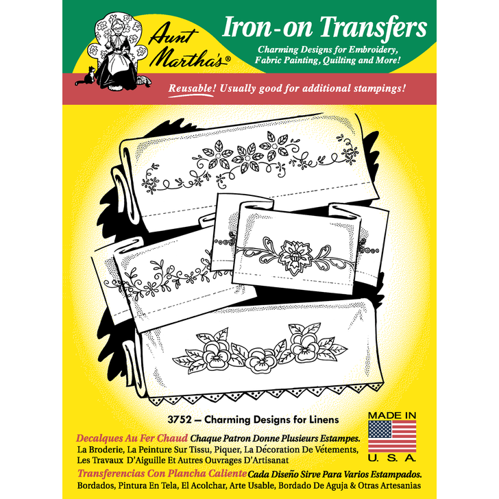Aunt Martha's Iron On Transfer Patterns for Stitching, Embroidery or Fabric  Painting, Days of the Week Patterns, Set of 5 