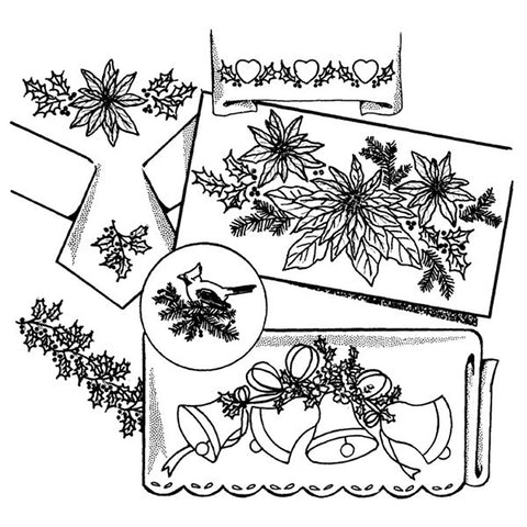Poinsettias, Bells and Holly Iron-On Transfers