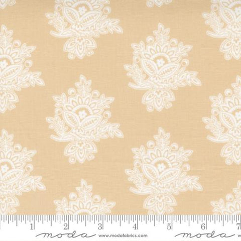 Cinnamon and Cream Collection Paisley Damask Cotton Fabric tan