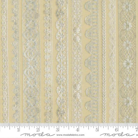 Junk Journal Collection Lace Stripes Cotton Fabric Tan