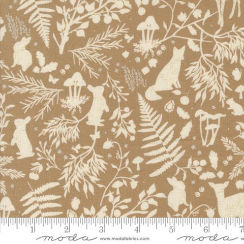 tan, Frivolity Collection Animals and Leaves Cotton Fabric 43192