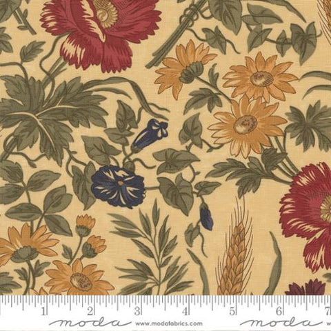 tan, Wheatland Collection Large Floral Cotton Fabric 9790