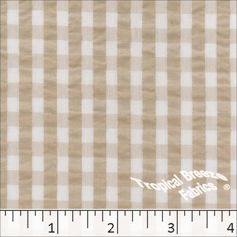 tan camel, Seersucker Plaid Fabric 48850