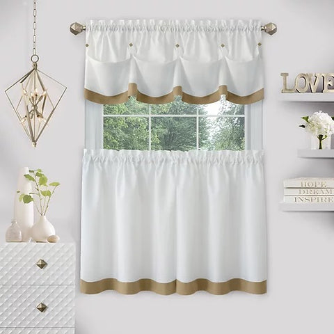 Achim Curtains Lana Tier And Valance 1728 Tan