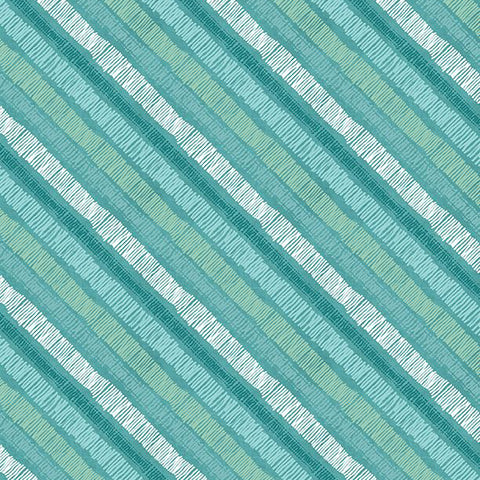 Sunflower Sweet Collection Diagonal Stripe Cotton Fabric teal