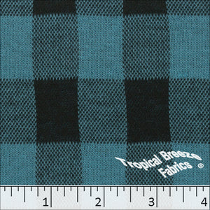 Teal Buffalo Plaid Knit Fabric