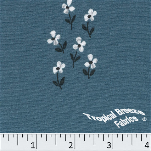 teal, Dream Crepe Floral Print Polyester Fabric 042528