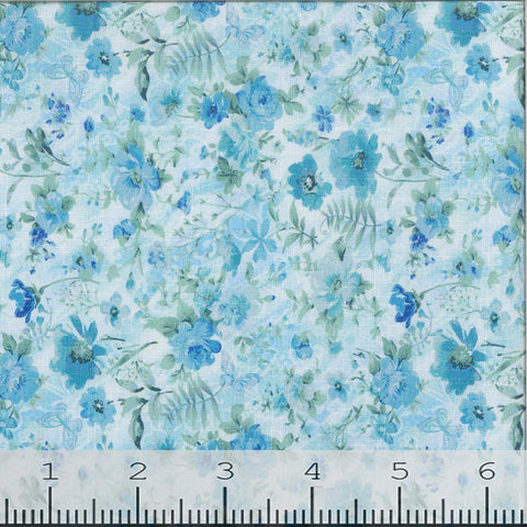 teal, Fashion Floral Print Fabric CA-199