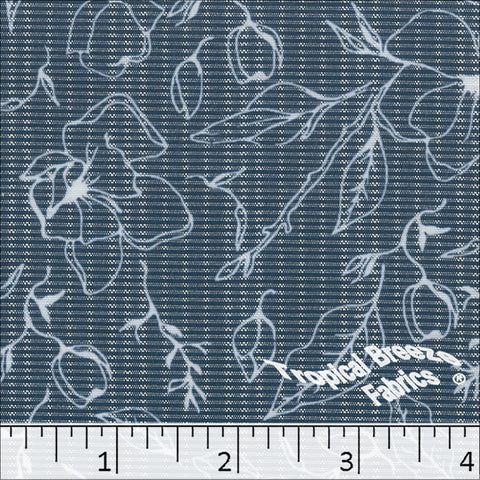 teal, Poly Rayon Floral Print Fabric 04450