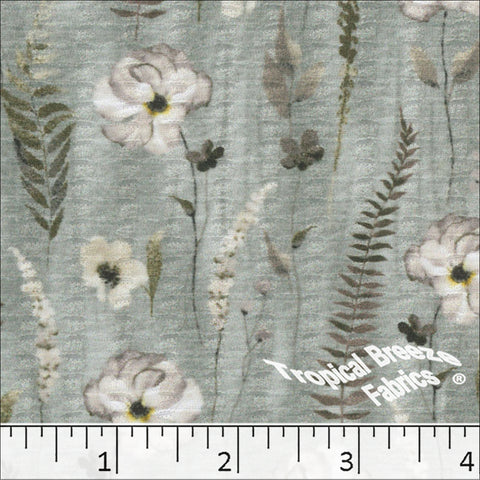 teal, Seersucker Floral Knit Dress Fabric 575510