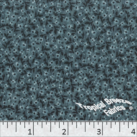 teal, Silk Mist Tiny Floral Print Polyester Fabric 042524