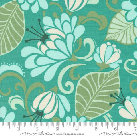 Tango Collection Large Floral Cotton Fabric 27330 teal