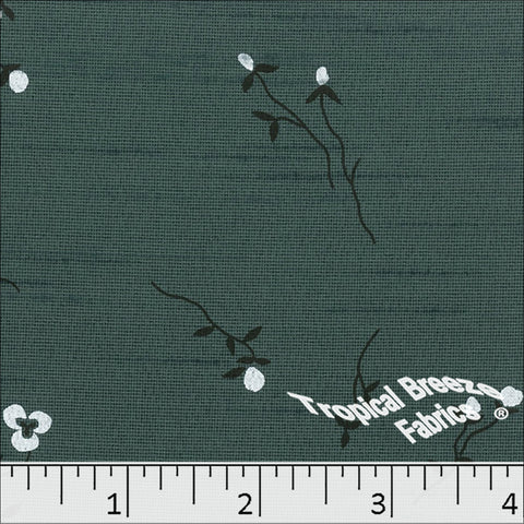 teal, Tiny Floral Polyester Print Fabric 045512