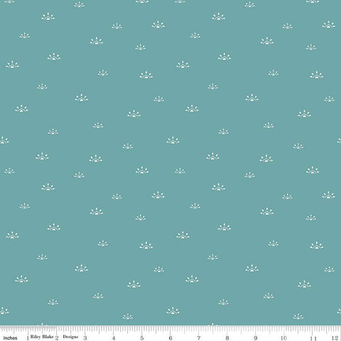 teal, Winged Medley Collection Woodblock Cotton Fabric C15915