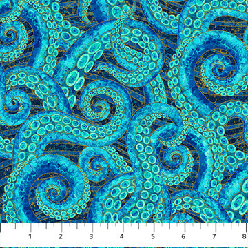 tentacles, Shimmer Enigma Cotton Fabric 2818