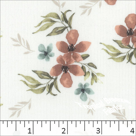 terra cotta, Mini Rib Knit Floral Print Fabric 572519