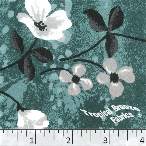 turquoise, Koshibo Print Large Floral Polyester Fabric 048525