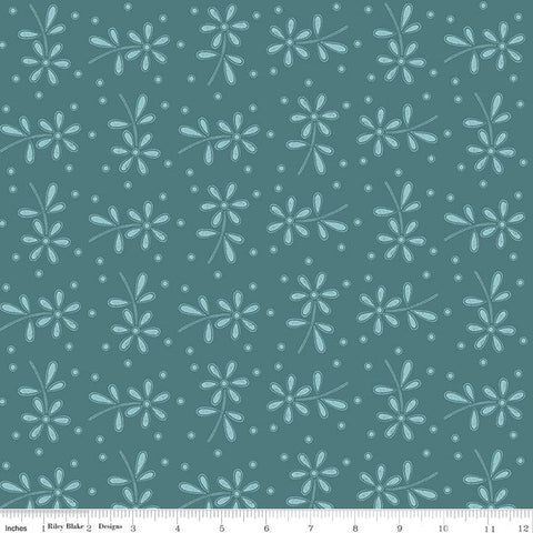 Turquoise, Sewing Seeds Collection Daisy Eyelet Toss Cotton Fabric CD15689