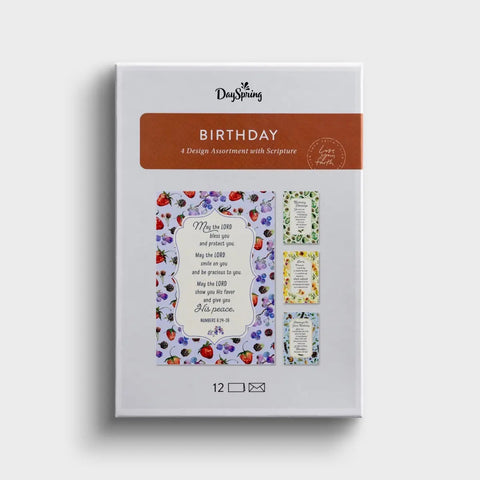 Front of Packaging of Floral Assortment Birthday Boxed Cards U1611