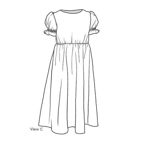 Girls' Slim Dress Patterns View C