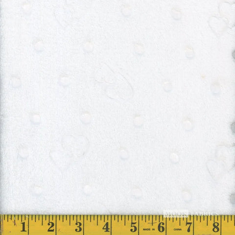white, Heart Dot Fleece Flannel Fabric 135038