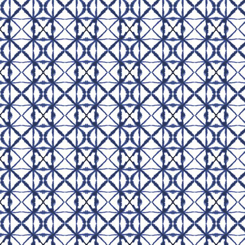Indigo Splash Collection Ikat Diamond Tile Cotton Fabric 15715 white