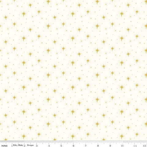 white, Come Let Us Adore Him Stars Cotton Fabric C16314