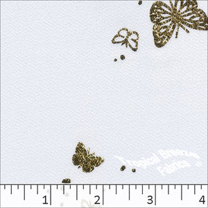 Crepe Knit Foil Butterfly Foil Print Fabric 32852 white