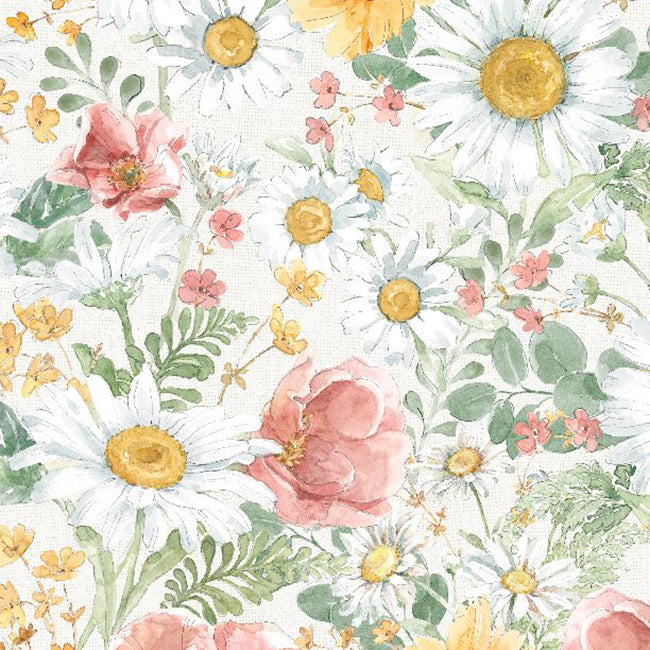 Daisy Days Collection Packed Floral Cotton Fabric 83310 white