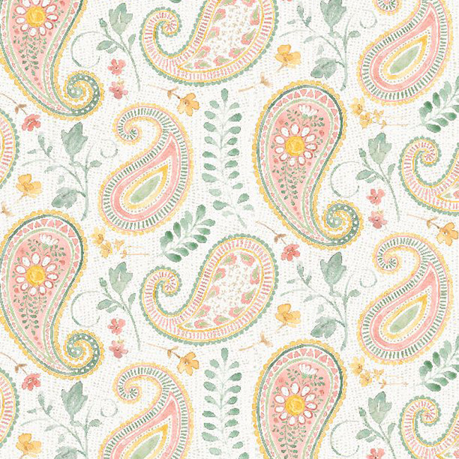 Daisy Days Collection Paisley Cotton Fabric 83314 white