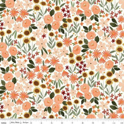white, Happy Fall Days Collection Autumn Fields Cotton Fabric C16341