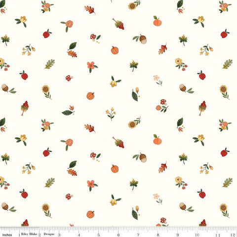 white, Happy Fall Days Collection Fall Things Cotton Fabric C16345