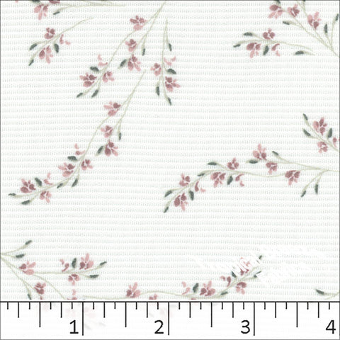 white, Horizontal Rib Knit Floral Print Fabric 572517