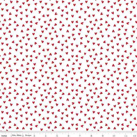 My Valentine Collection Heart Toss Cotton Fabric C14154 white