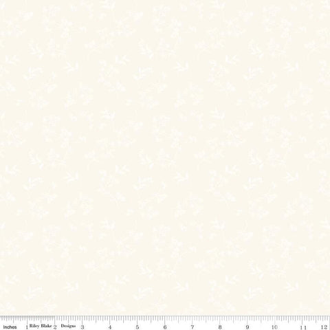 white, Penelope Collection Stems Cotton Fabric C16641