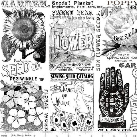 White, Sewing Seeds Collection Garden Blender Cotton Fabric CD15690