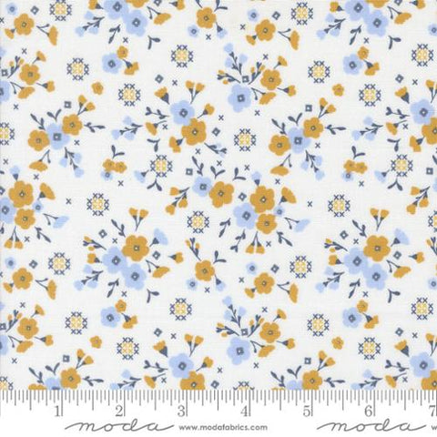 white, Sun Drenched Collection Small Floral Cotton Fabric 43201