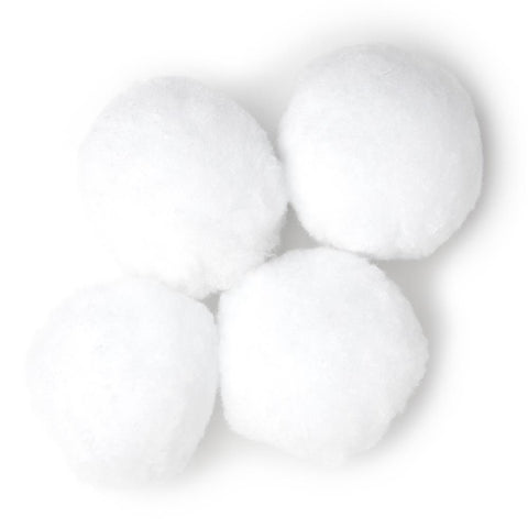 Four white pom-poms