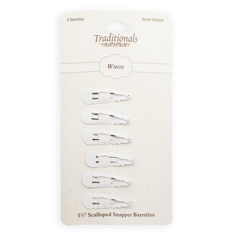 White scalloped barrettes