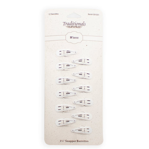 White snap barrettes