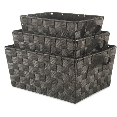 Espresso Brown Woven Strap Storage Basket, Set of 3 6581-1959