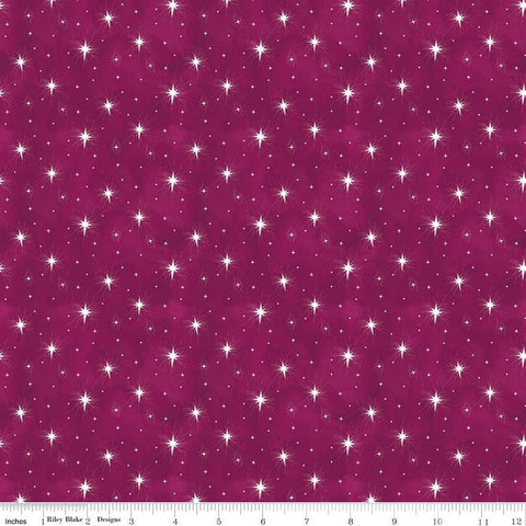 wine, Come Let Us Adore Him Stars Cotton Fabric C16314