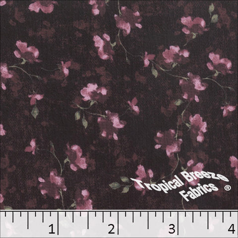 wine, Crinkle Crepe Stretch Print Polyester Fabric 042510