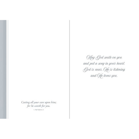 Inside of Card 4: May God smile on you and put a song in your heart. God is near, He is listening, and He loves you.